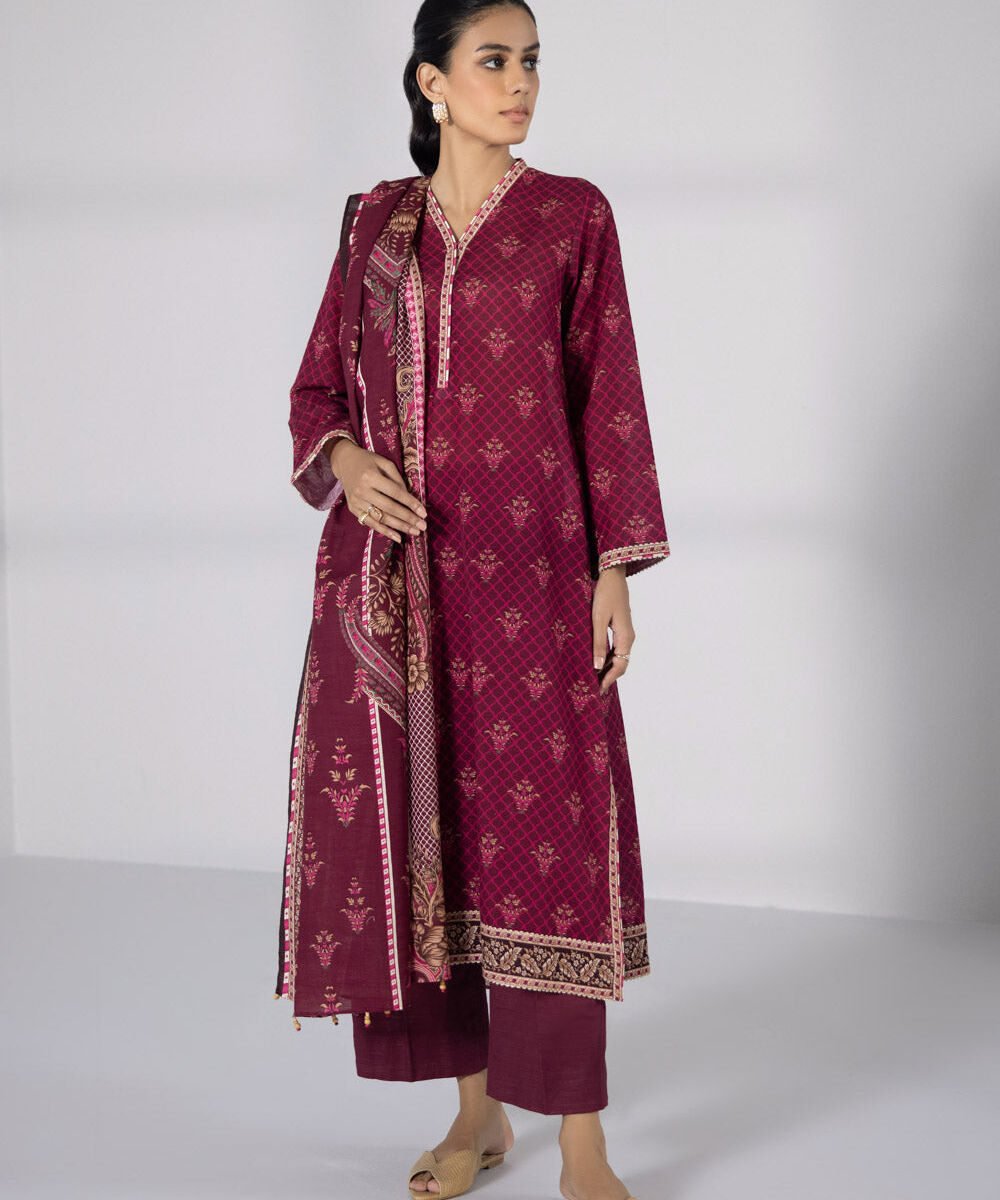 Women's Unstitched Three Piece Printed Lawn Suit