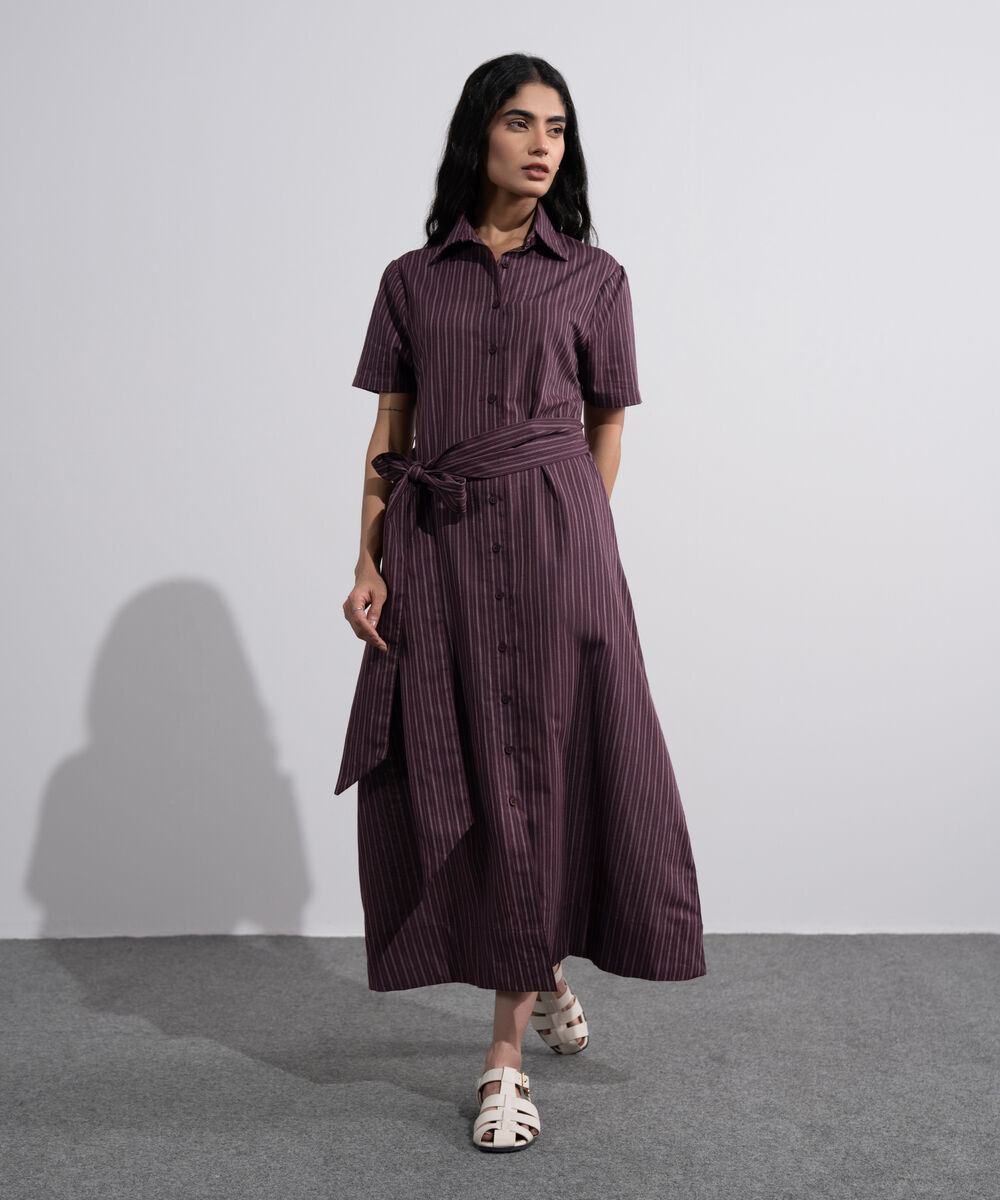 Women's Multi Linen Blend Striped Dress