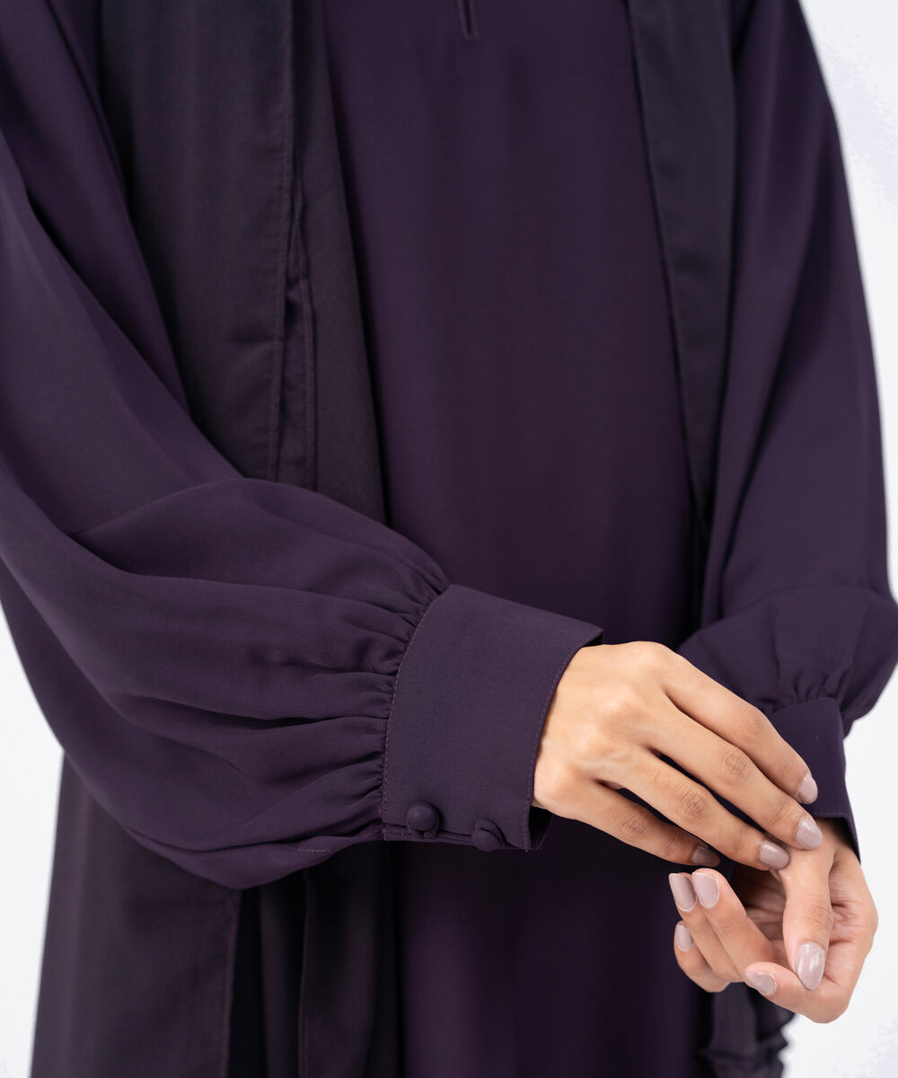 Women's Purple Polyester Abaya Set
