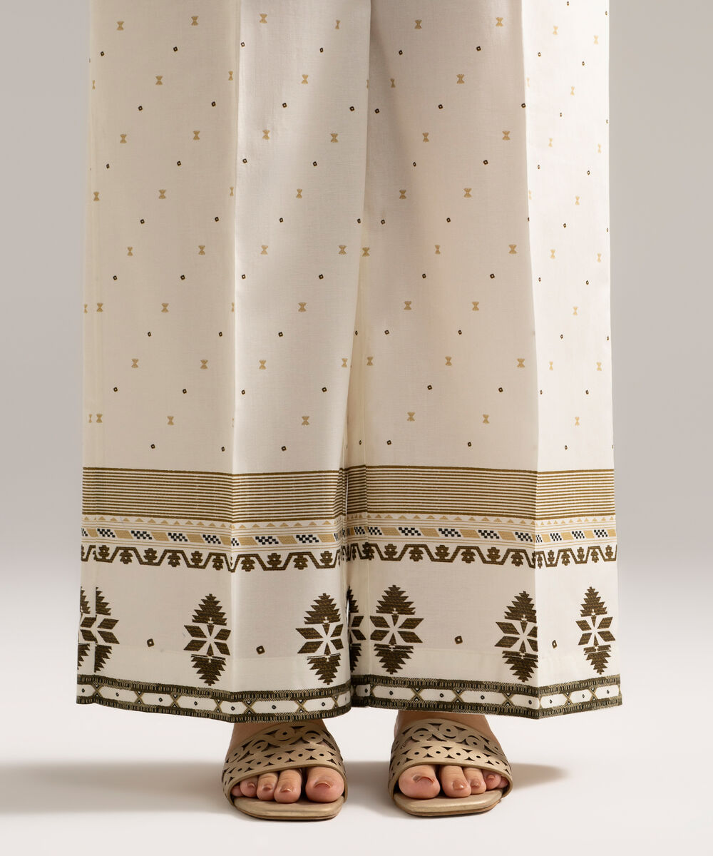 Women's RTW Cambric Printed White Culottes