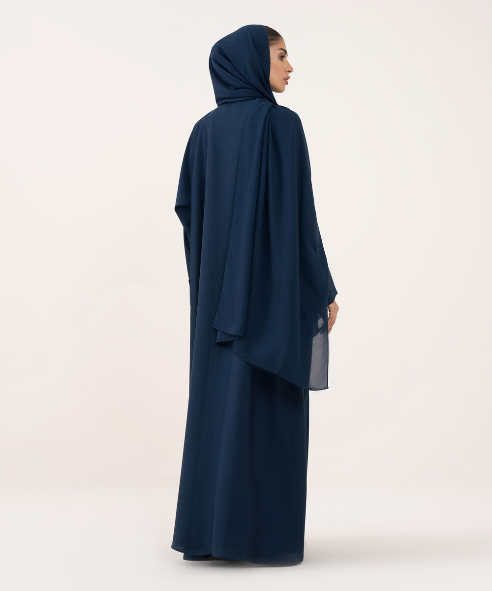 Women's Blue Polyester Abaya