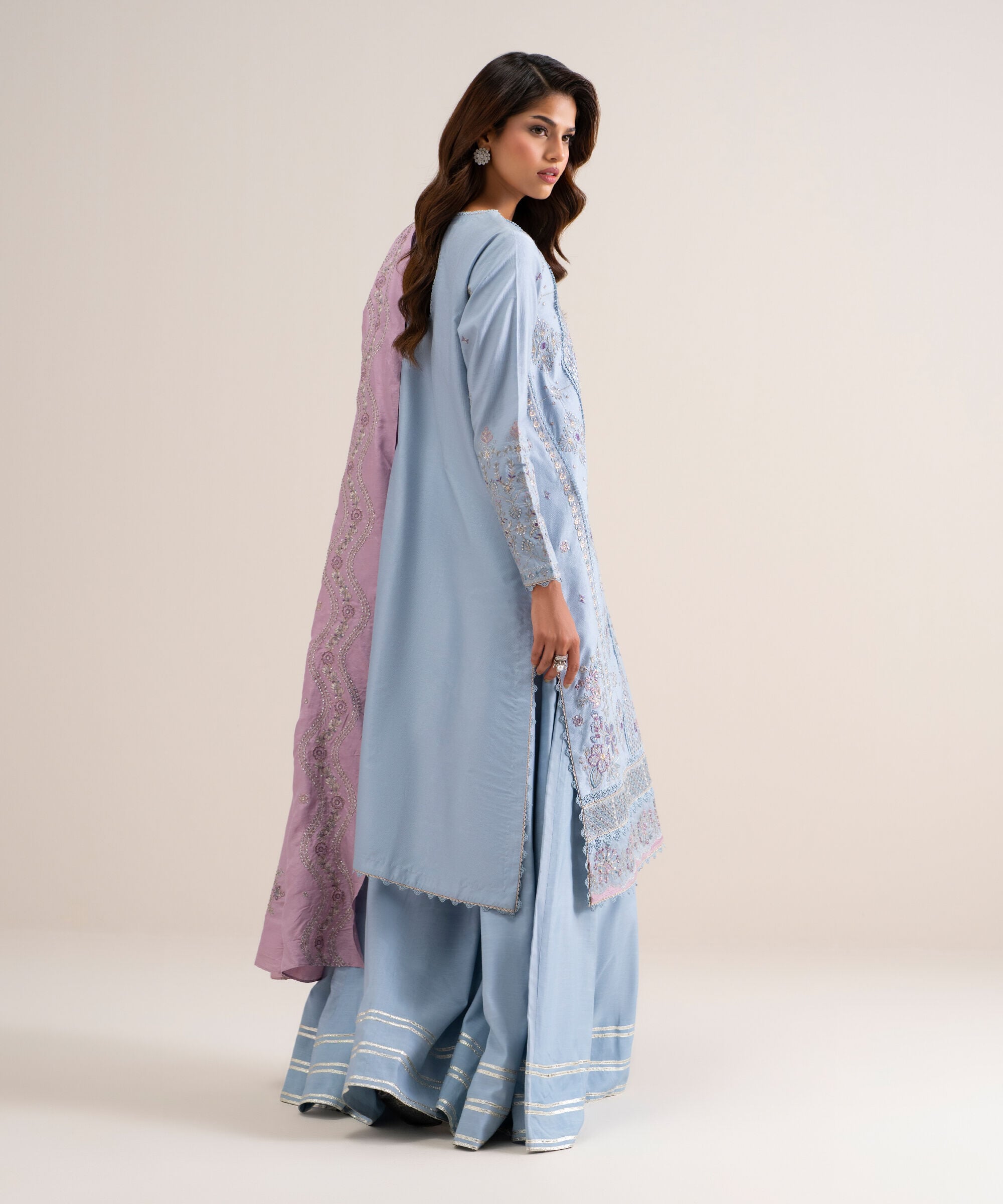 Unstitched 3 Pc Cotton Net 3FELX25V1026