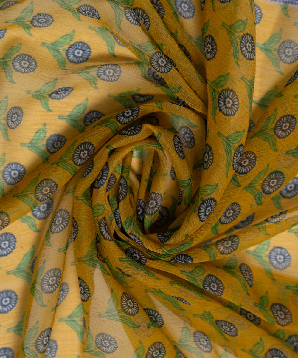 Chiffon Printed Mustard Yellow Dupatta