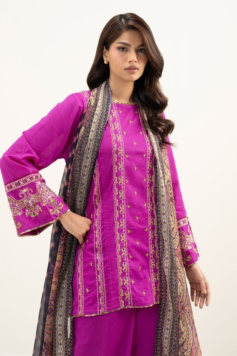 3 Piece - Embroidered Dobby Suit