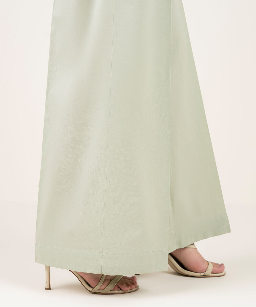 Women's RTW Cambric Solid Mint Green Culottes