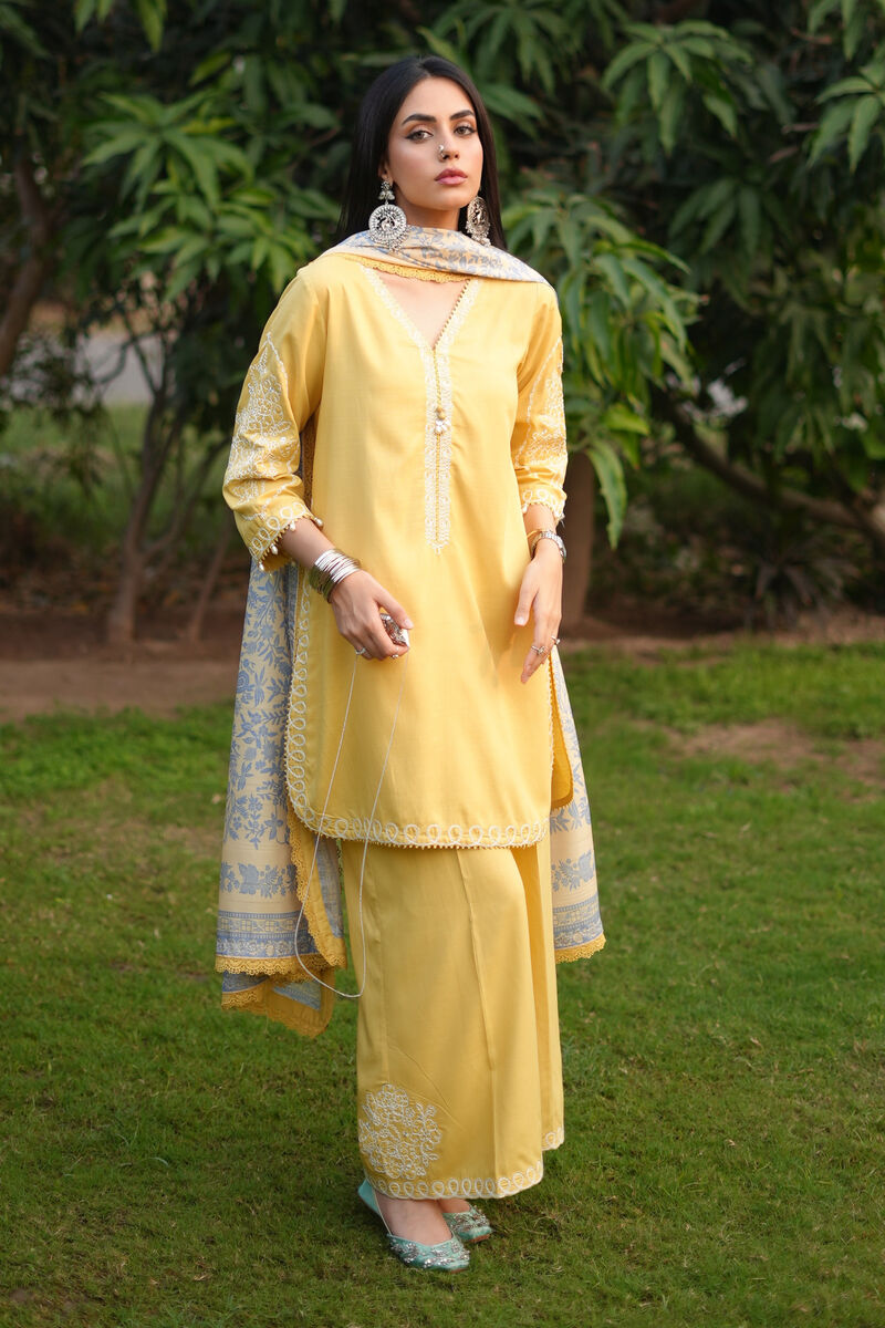 3 Piece - Embroidered Cotton Viscose Suit