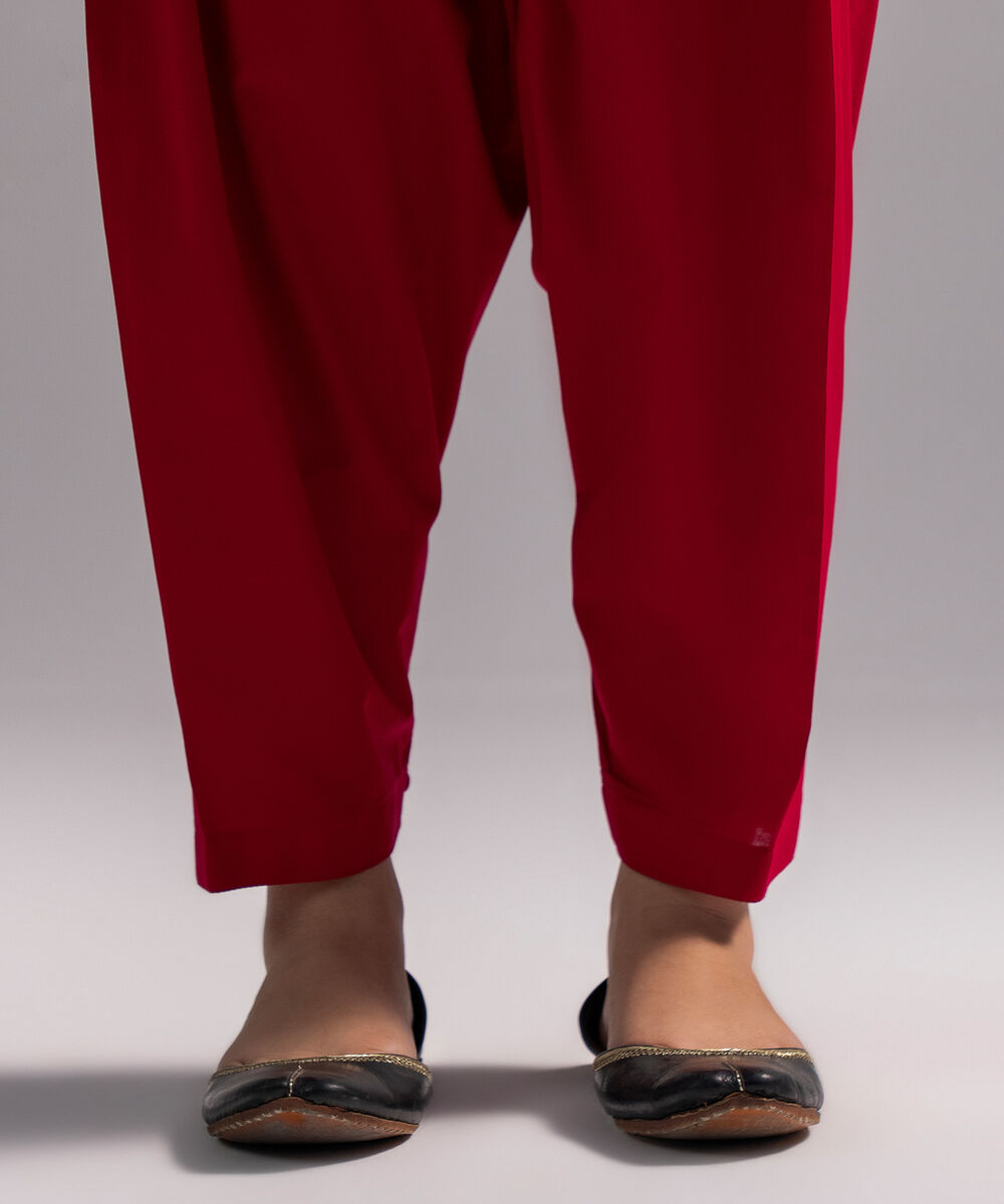 Women's RTW Cambric Solid Red Skinny Shalwar