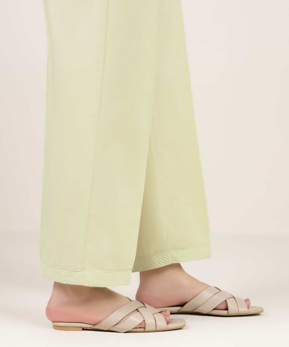 Women's RTW Cambric Embroidered Mint Green Straight Pants