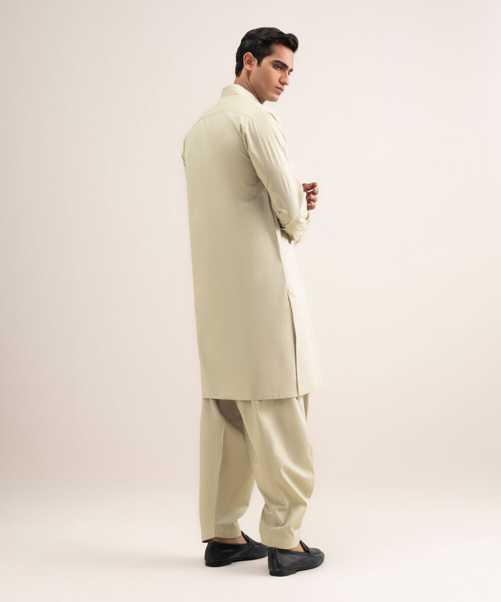 Men'S Stitched Beige Premium Cotton Suit