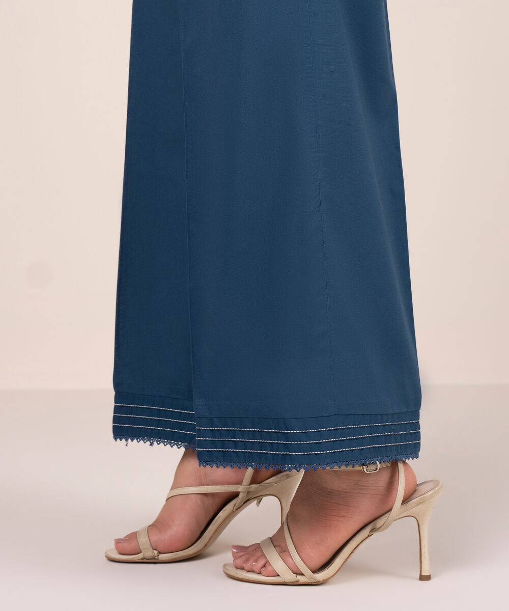 Women's RTW Cambric Solid Blue Culottes
