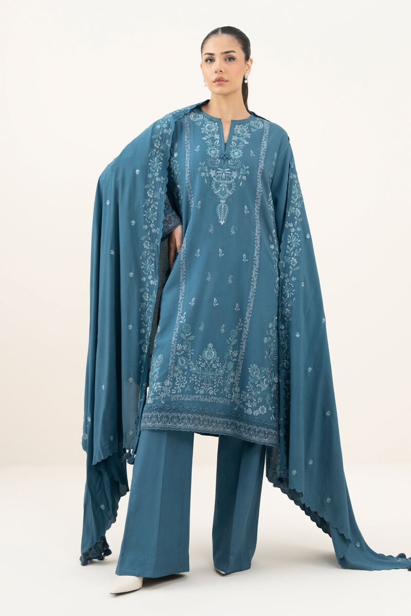 3 Piece - Embroidered Linen Suit