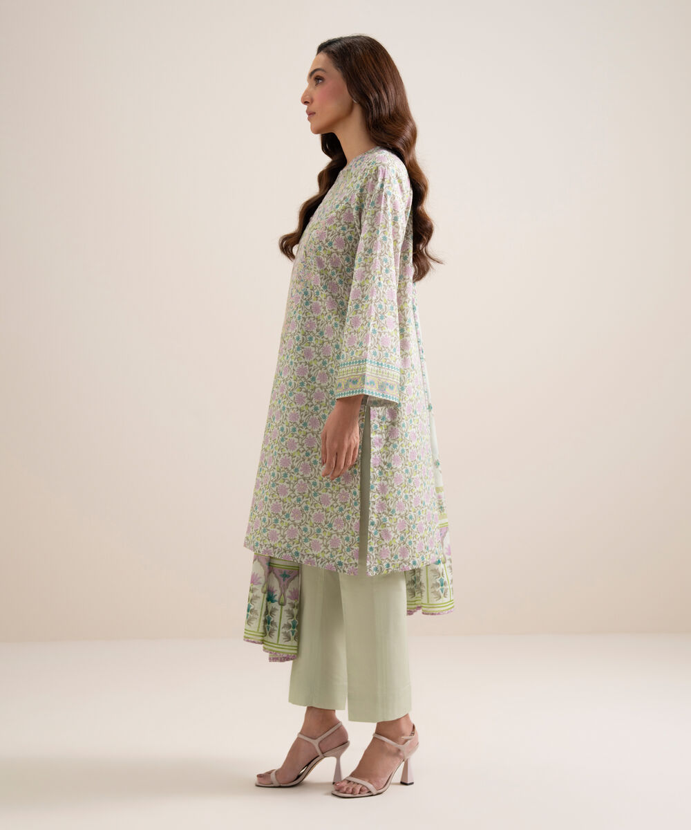 Women's Unstitched Lawn Embroidered Multi  3 Piece Suit