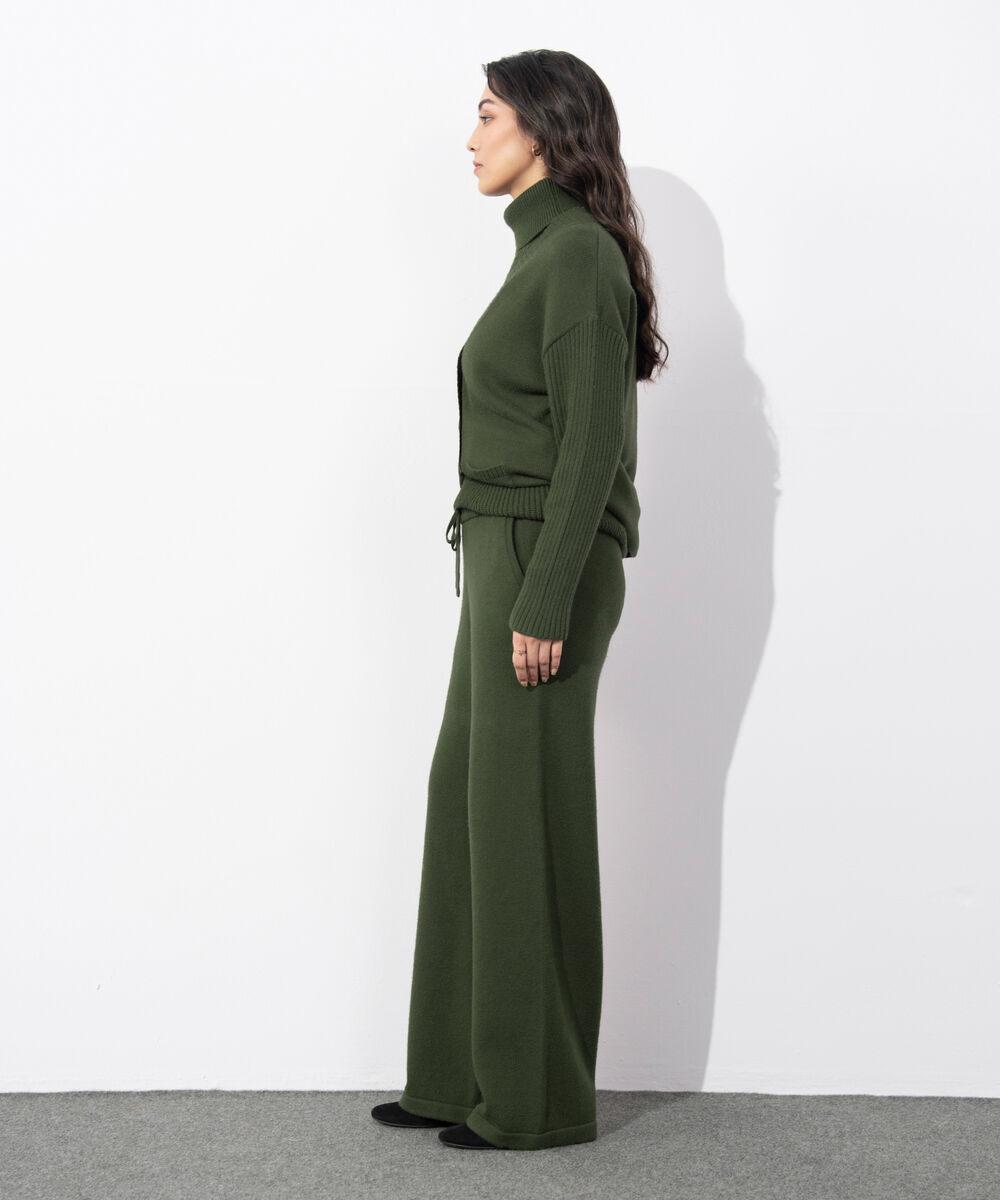 Women's Western Wear Olive Green Pull On Long Knit Trouser