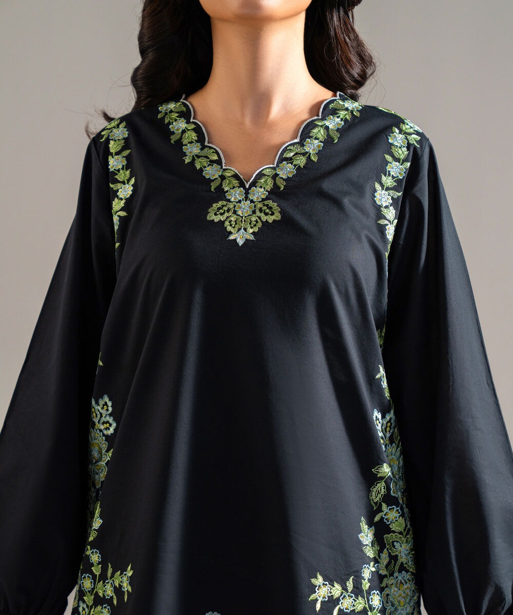 Women's RTW Lawn Embroidered Black 2 Piece Suit