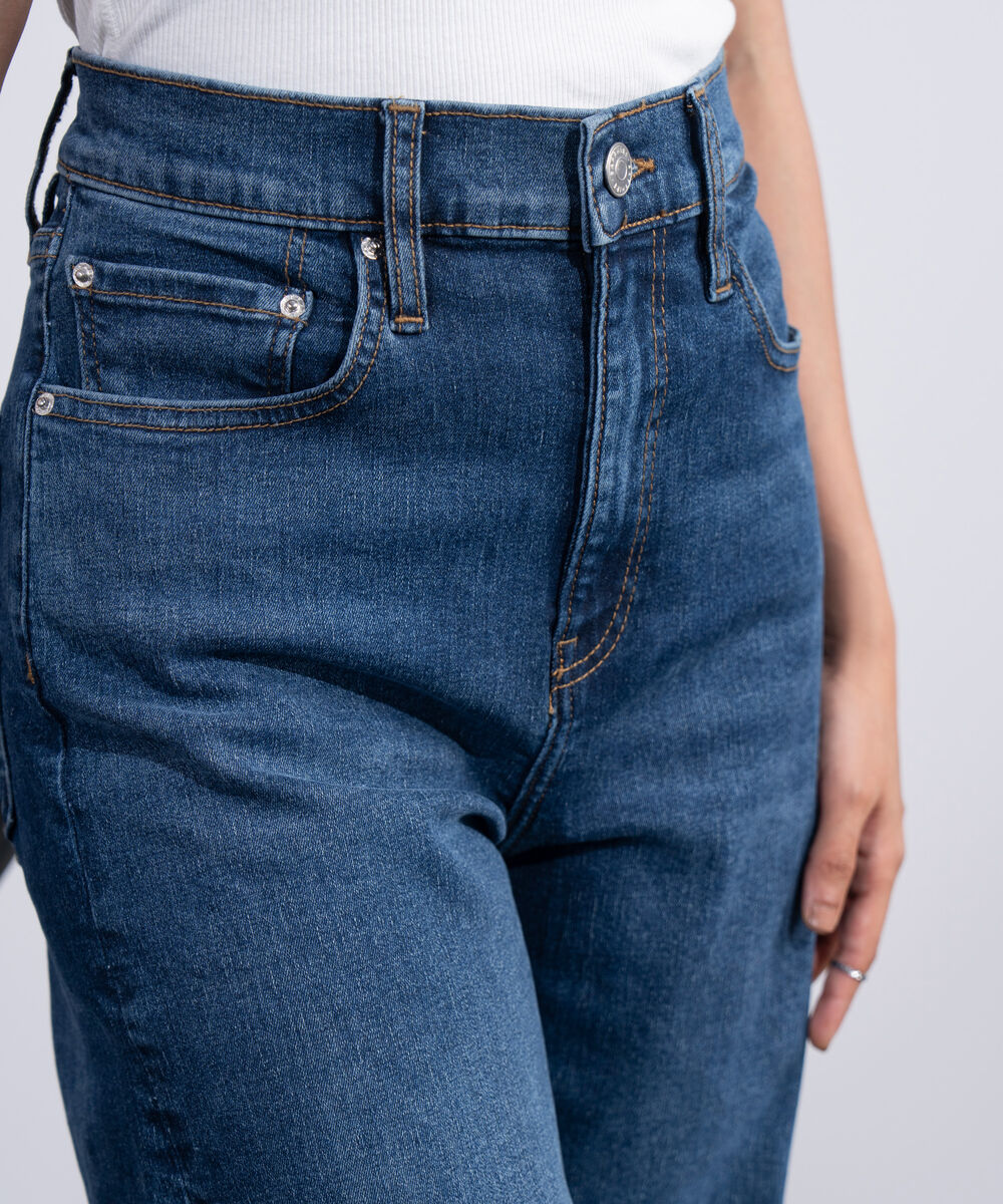 Women's Western Dark Blue Wash High Rise Straight Jeans