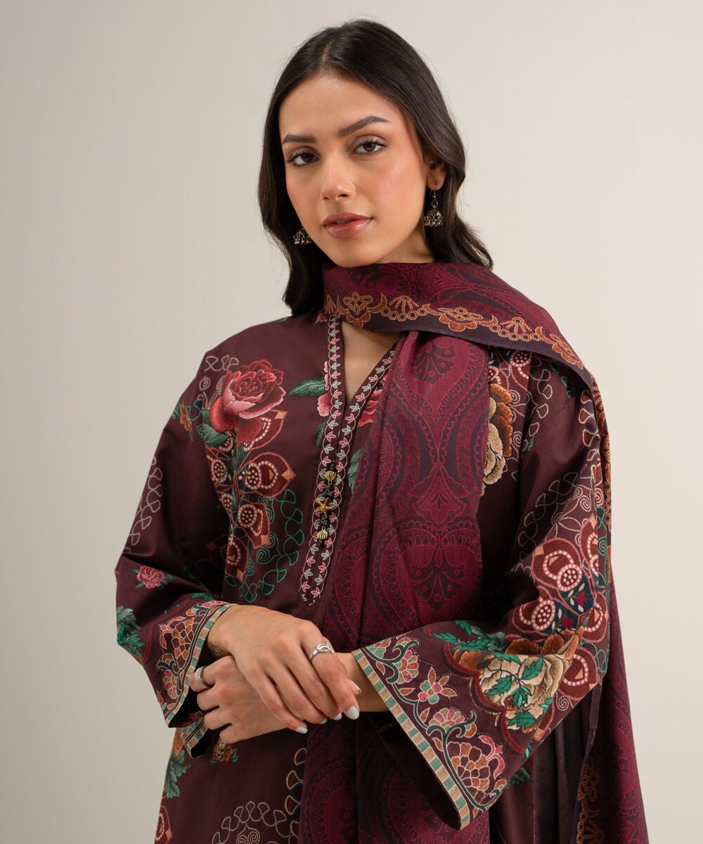 3 Piece - Printed Cotton Viscose Suit — Sapphire view 4