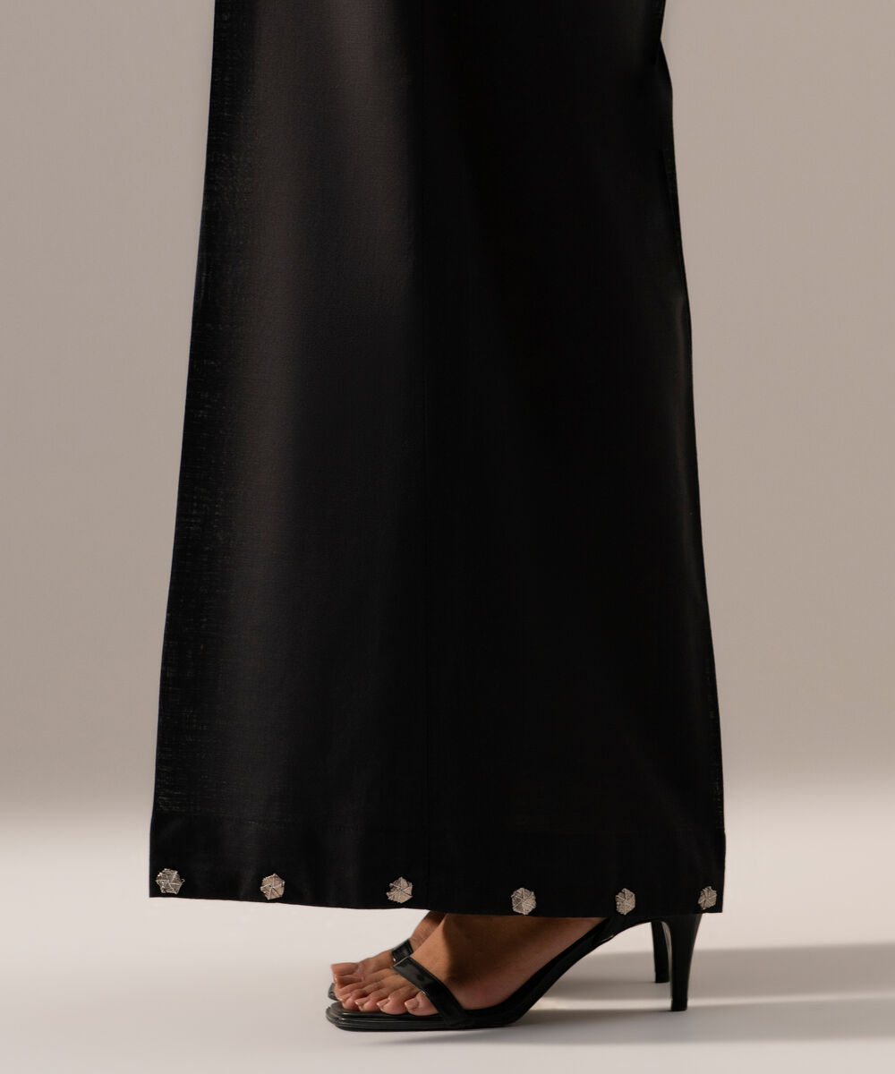 Women's RTW Cross Hatch Solid Black Flared Pants