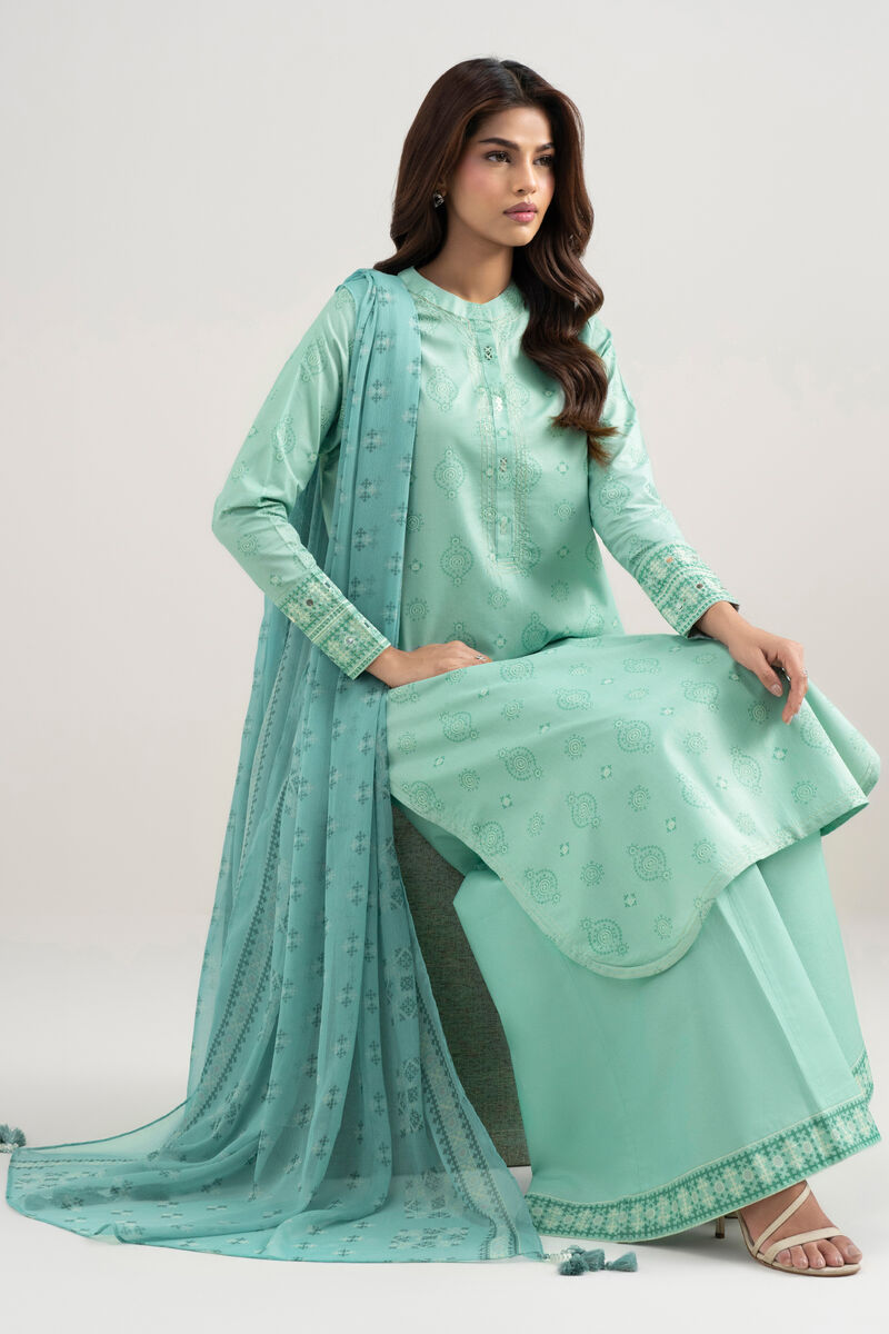 3 Piece - Printed Zari Lawn Suit