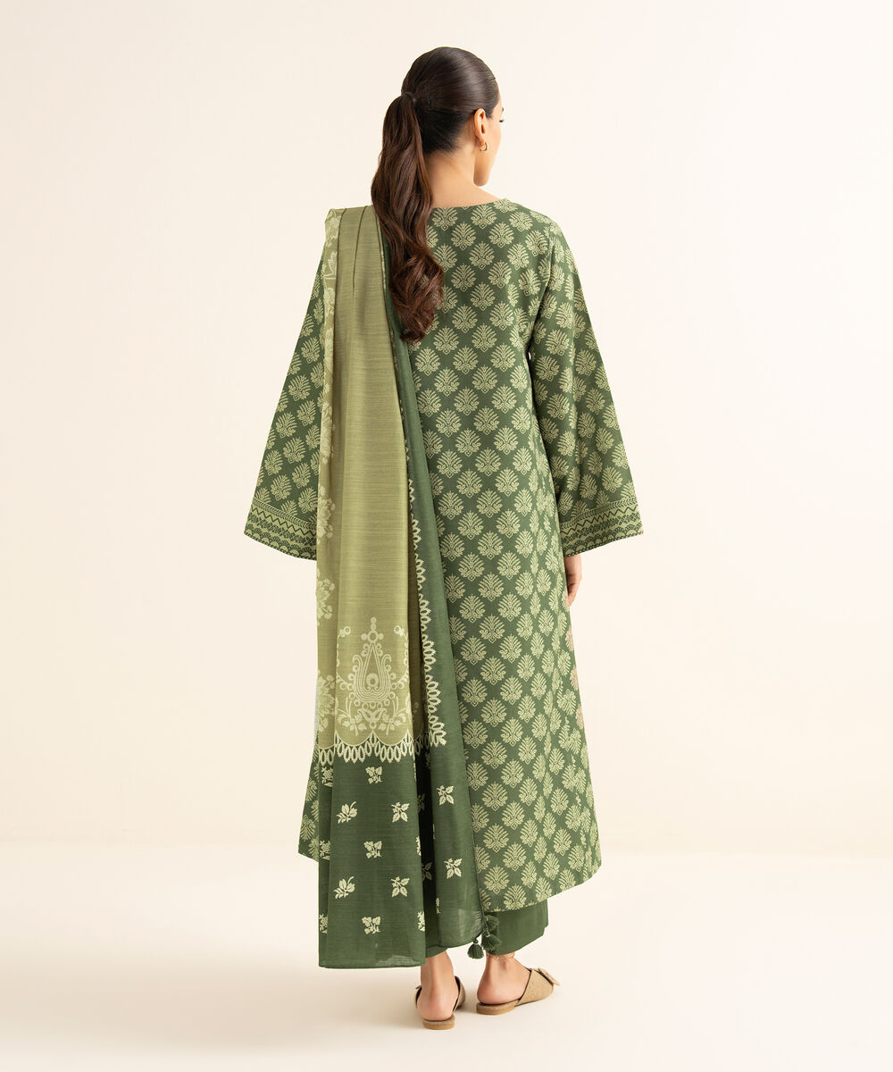 Women's Unstitched Lawn Printed Green 3 Piece Suit
