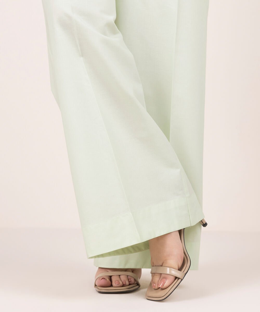 Women's RTW Cotton Viscose Solid Green Culottes