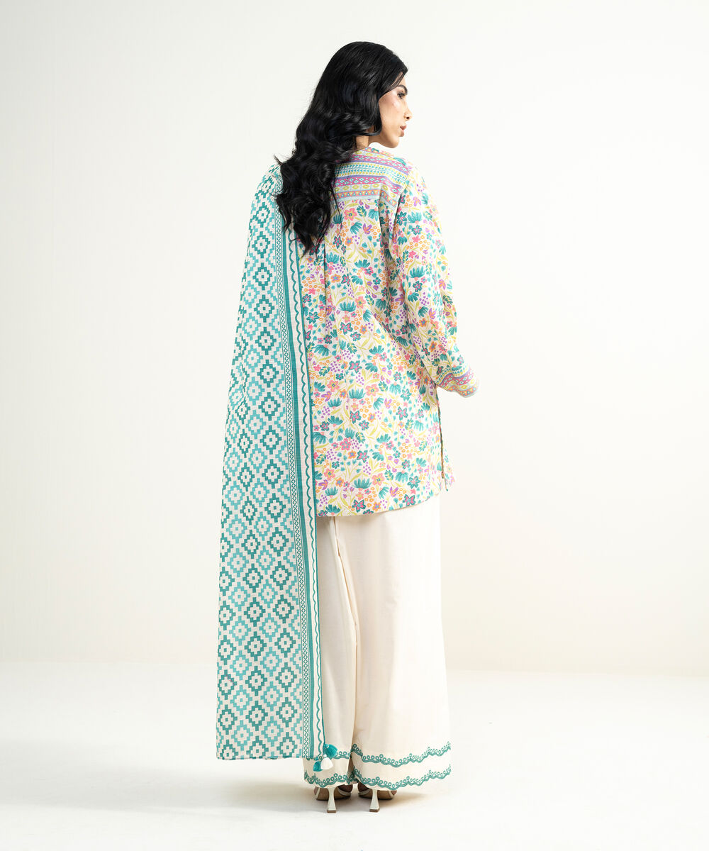Women's Unstitched Lawn Multi Embroidered 3 Piece Suit