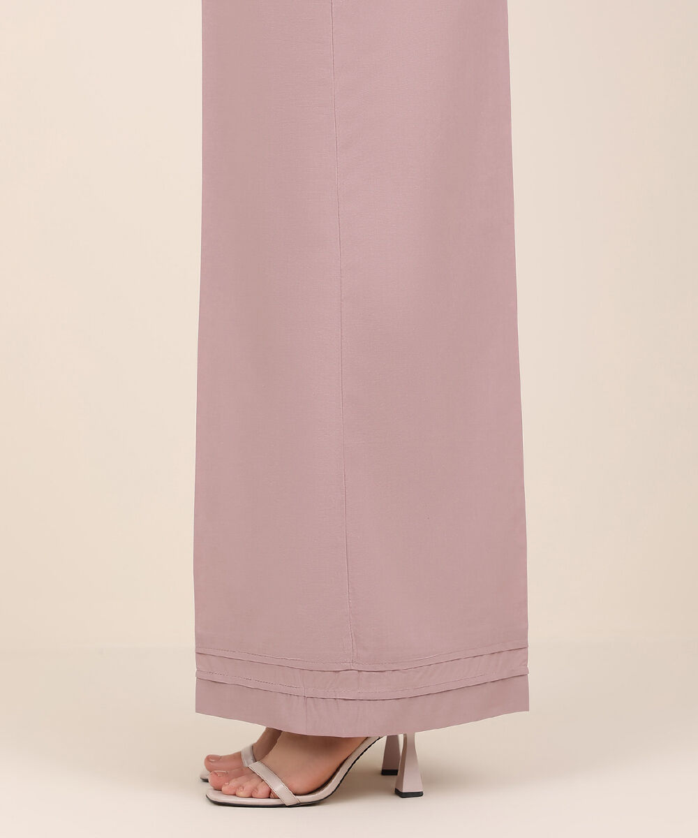 Women's RTW Cambric Pink Solid Flared Pants