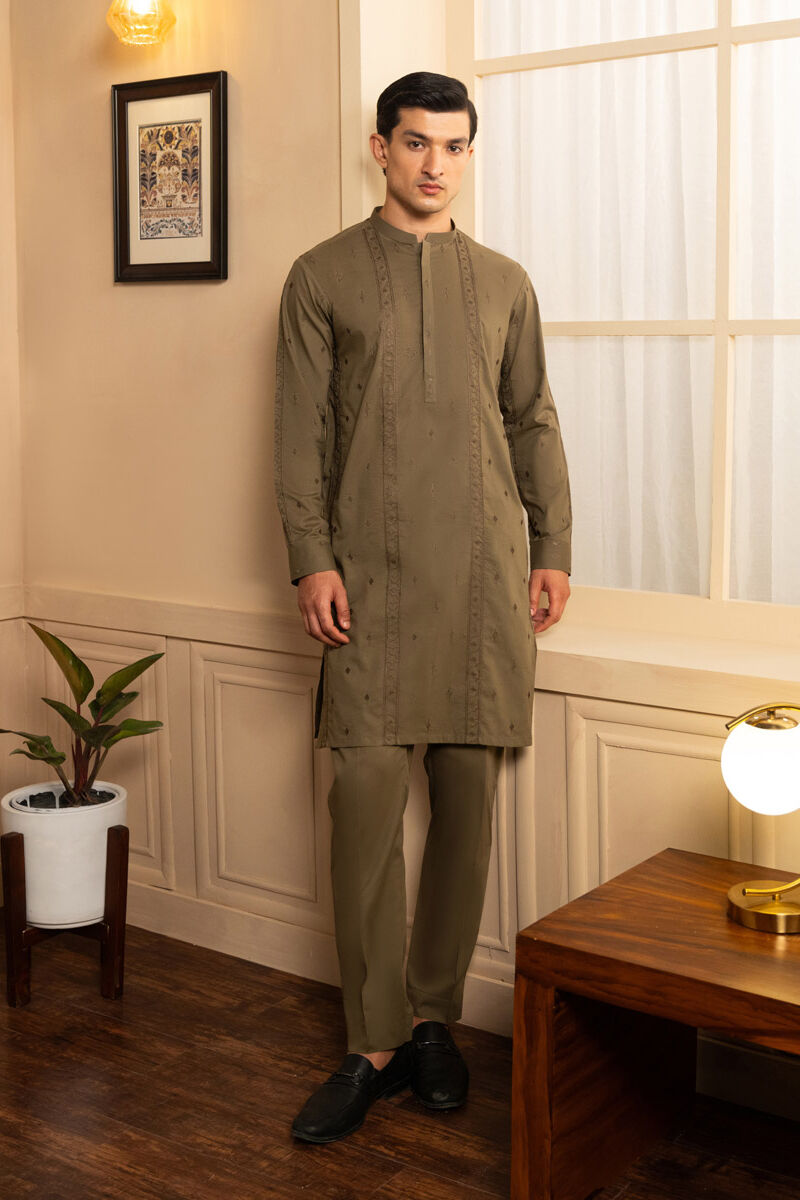 Schiffli Embroidered Cotton Suit