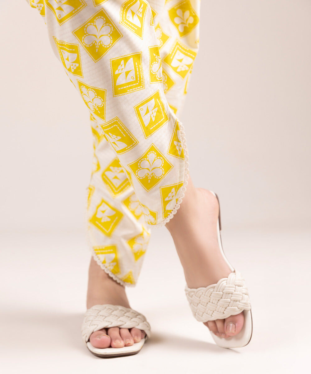 Women's Pret Dobby Printed Yellow Shalwar