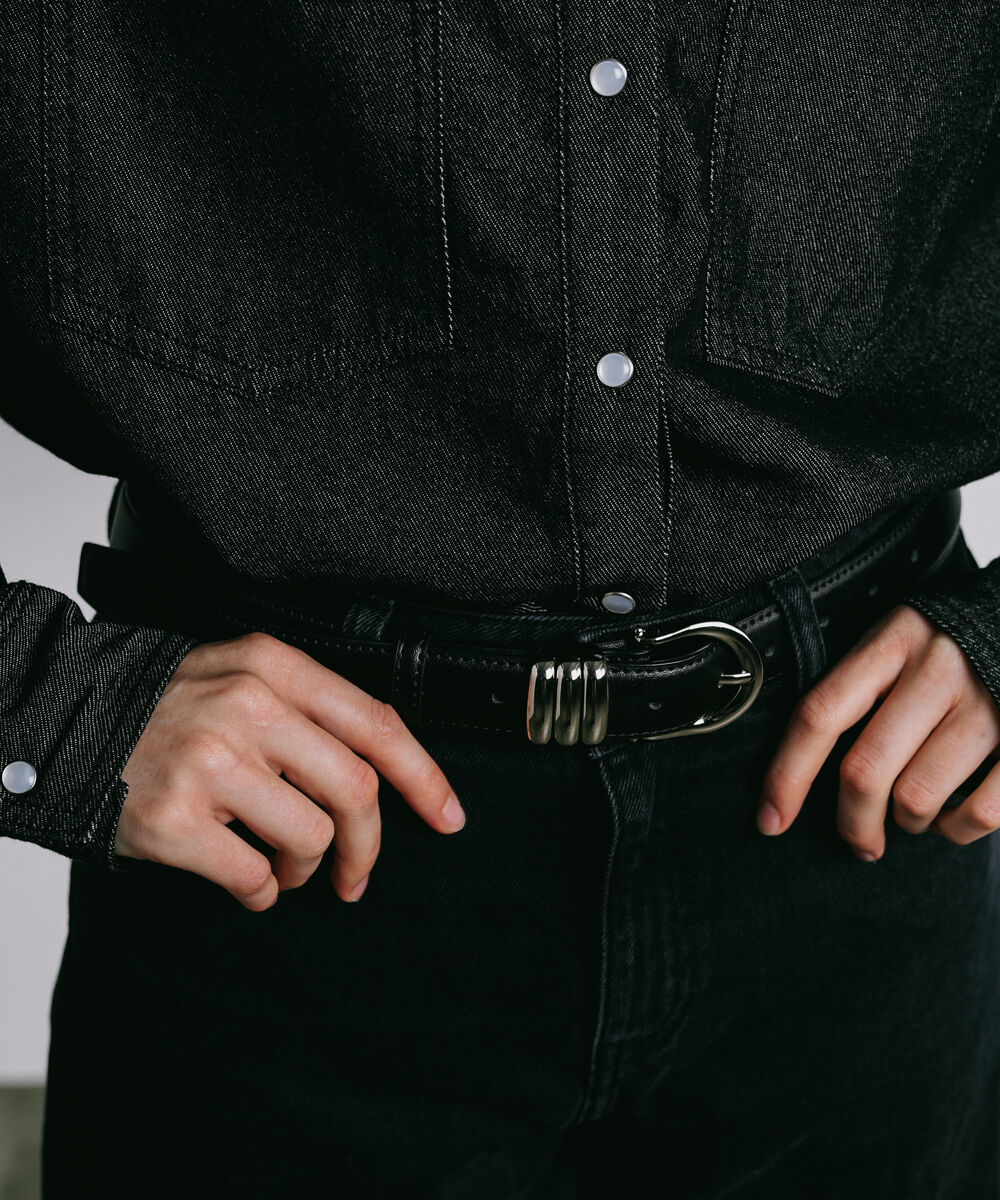 Women's Western Wear Grey Metal Tipped Denim Shirt