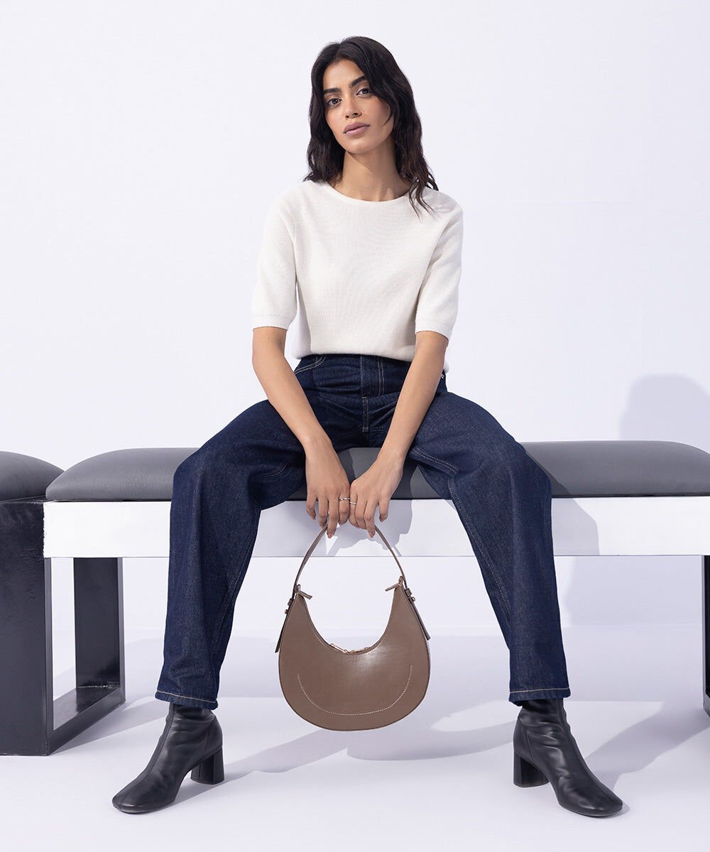 Straight Fit Denim with Turn-Up Hem Woman - Blue Straight Fit Denim with Turn-Up Hem