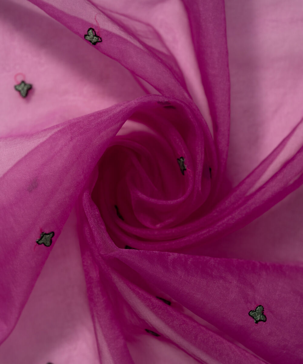 Blended Organza Embroidered Purple Dupatta