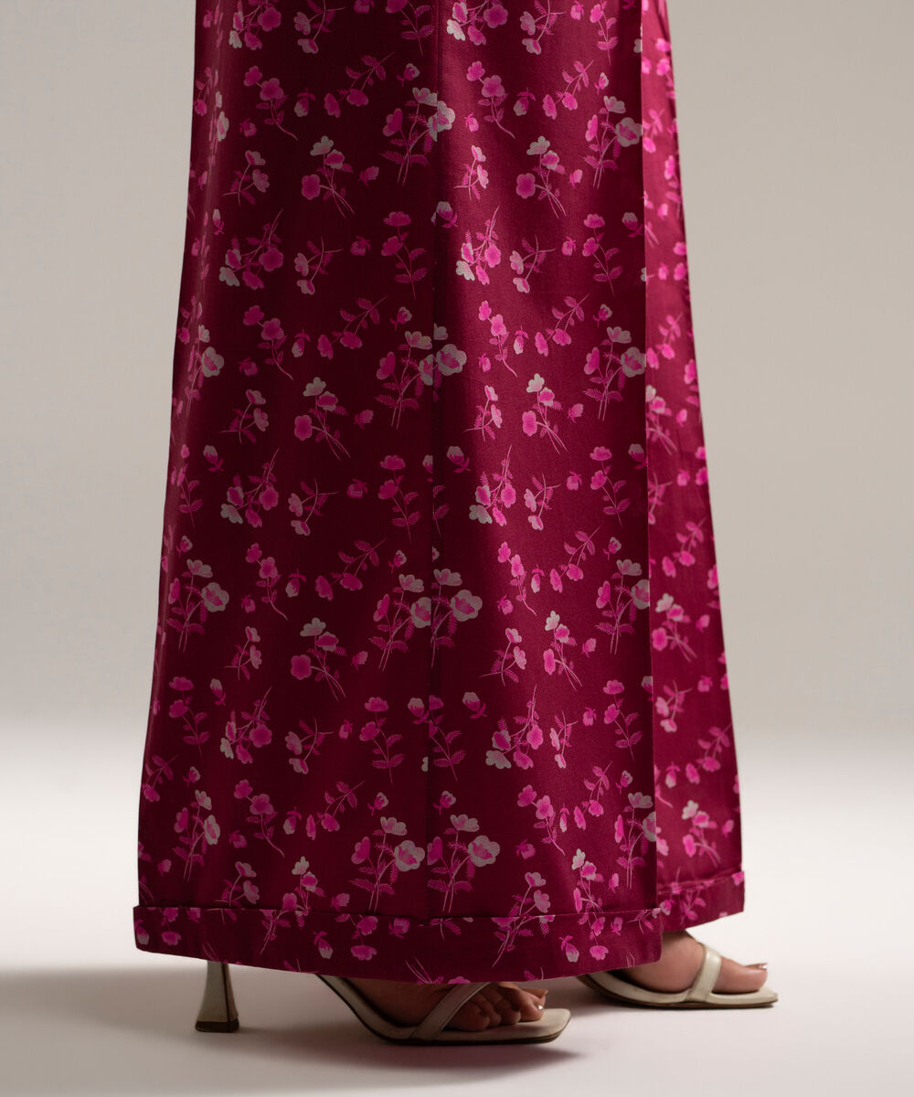 Women's RTW Cambric Printed Plum Flared Pants