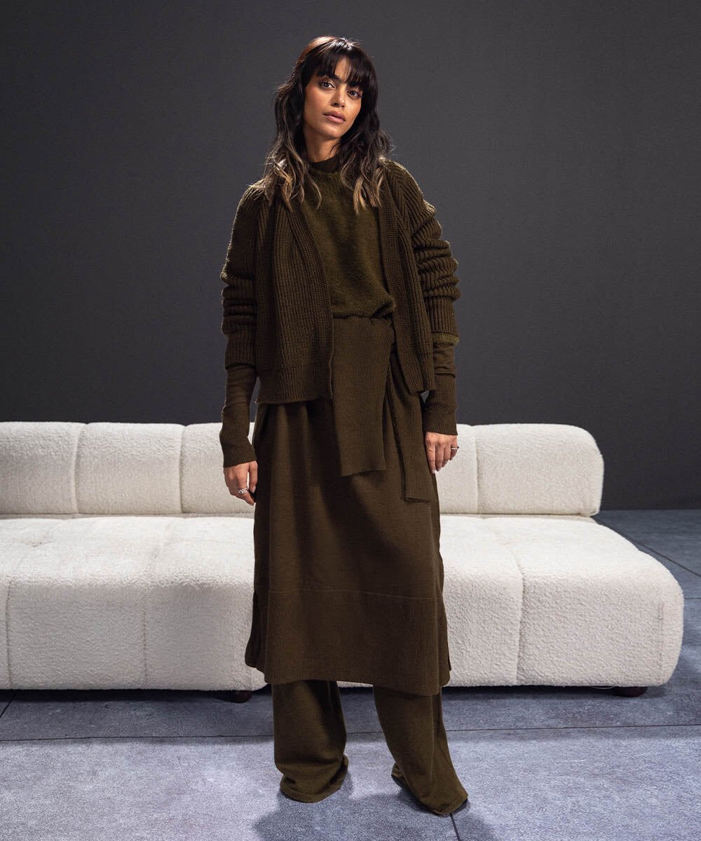 Chunky Knit Cardigan Woman - Green Chunky Knit Cardigan