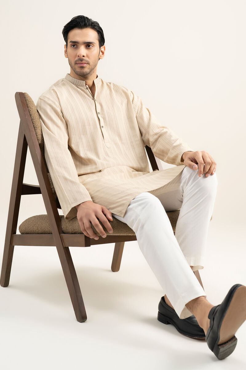 Embroidered Leno Jacquard Kurta