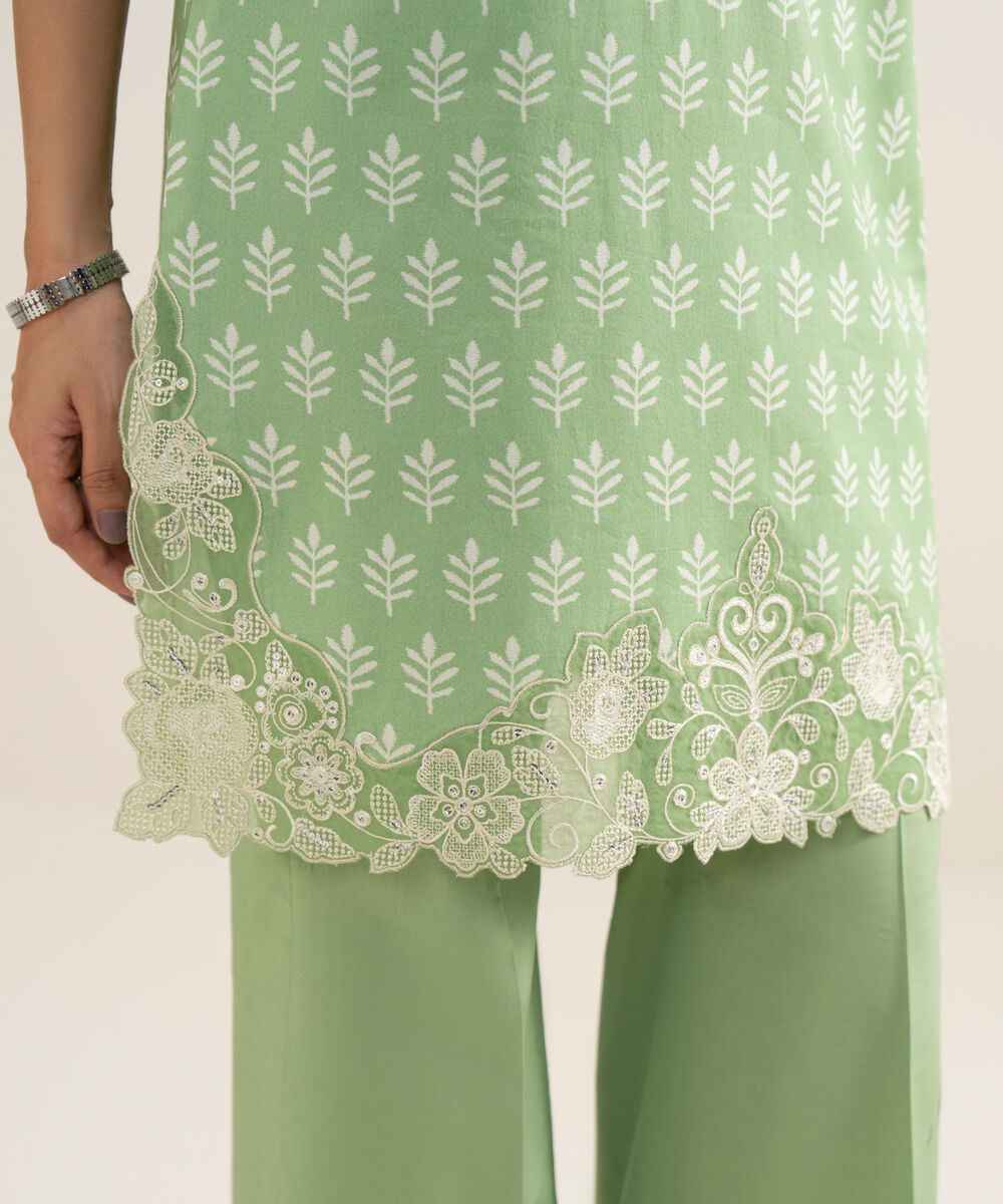 Women's Unstitched Lawn Embroidered Light Pistachio 3 Piece Suit