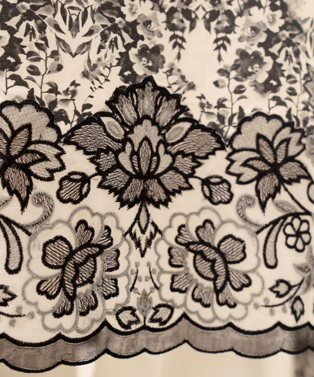 Women's Unstitched Cotton Embroidered Black 3 Piece Suit