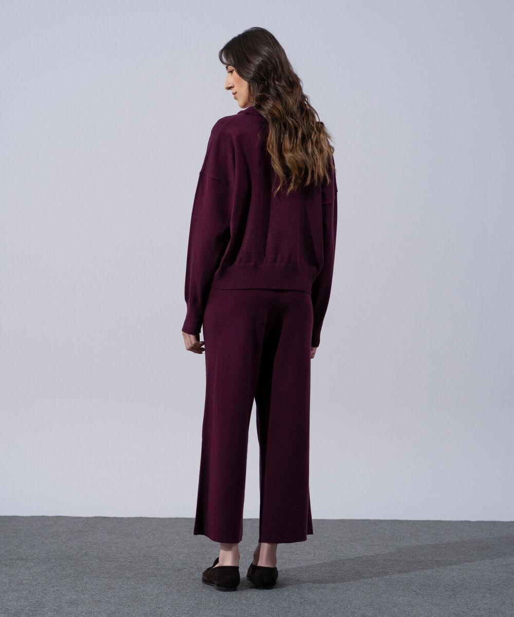 Women's Western Wear Merlot Round Neck Knit Jumper