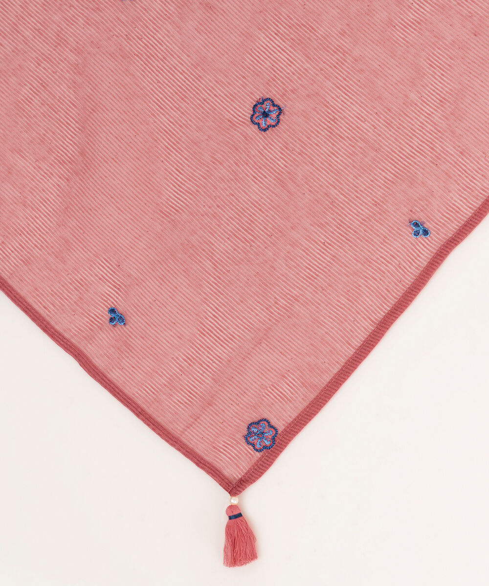 Blended Textured Karandi Pink Embroidered Dupatta