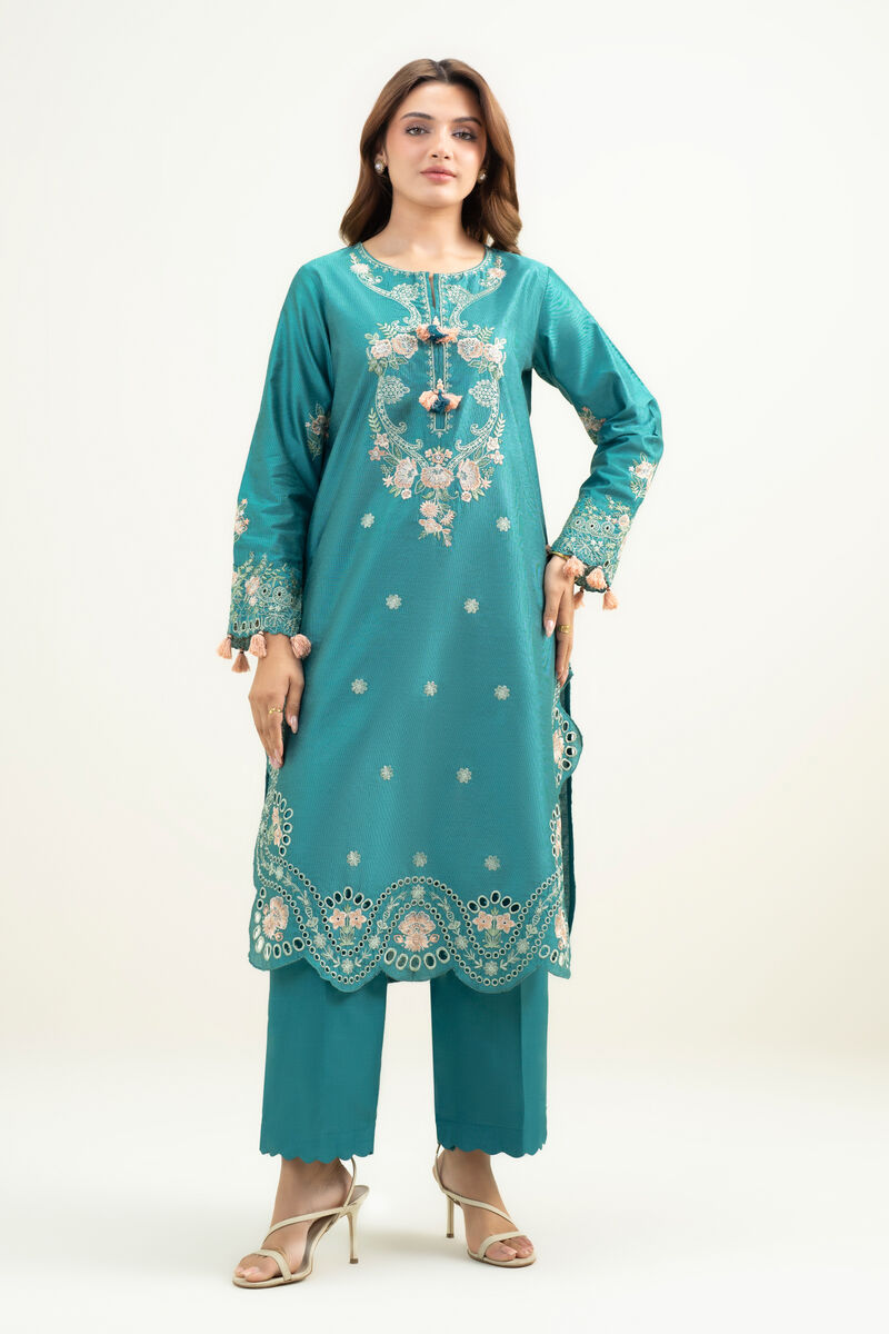 2 Piece - Emboidered Cotton Net Suit