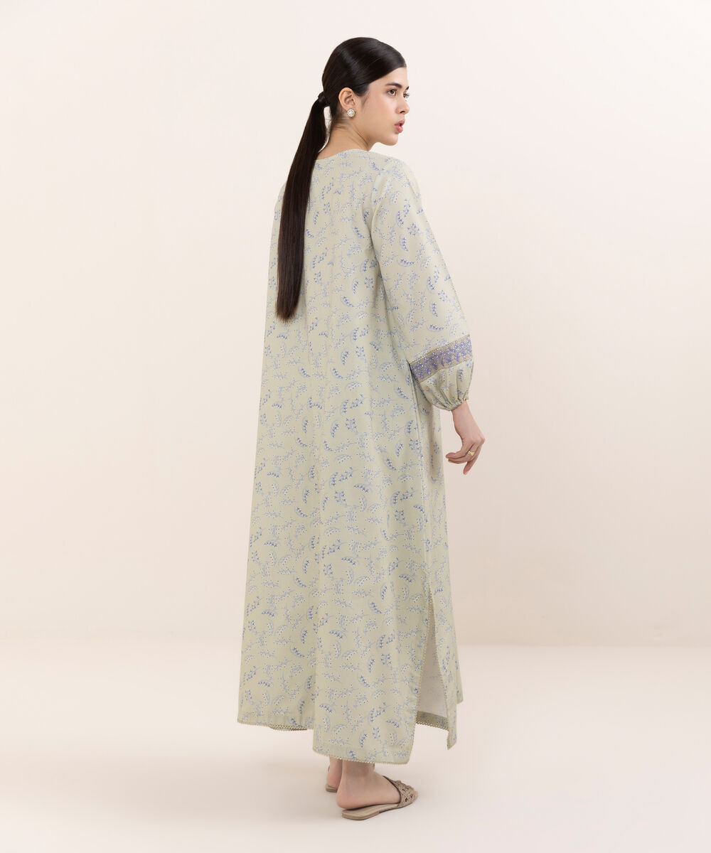 Women's Unstitched Cotton Embroidered Green Two Piece Suit