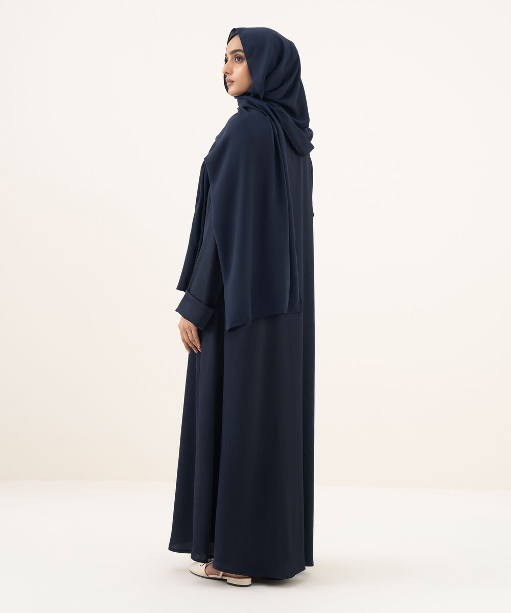 Women's navy blue button through Abaya