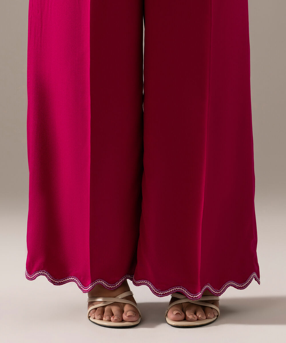 Women's RTW Bedford Solid Pink Straight Pants