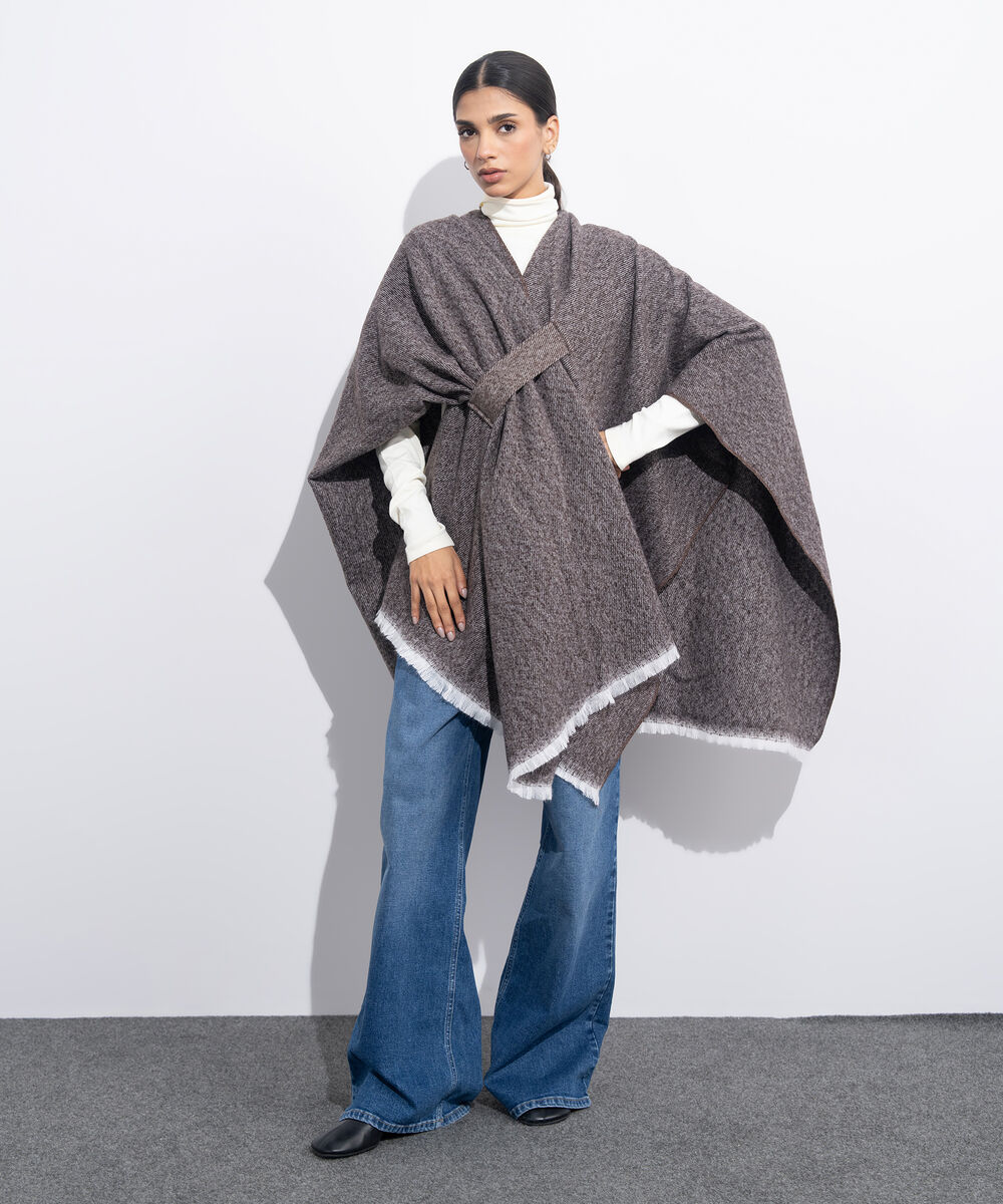 Women's Western Wear Brown Cape Shawl