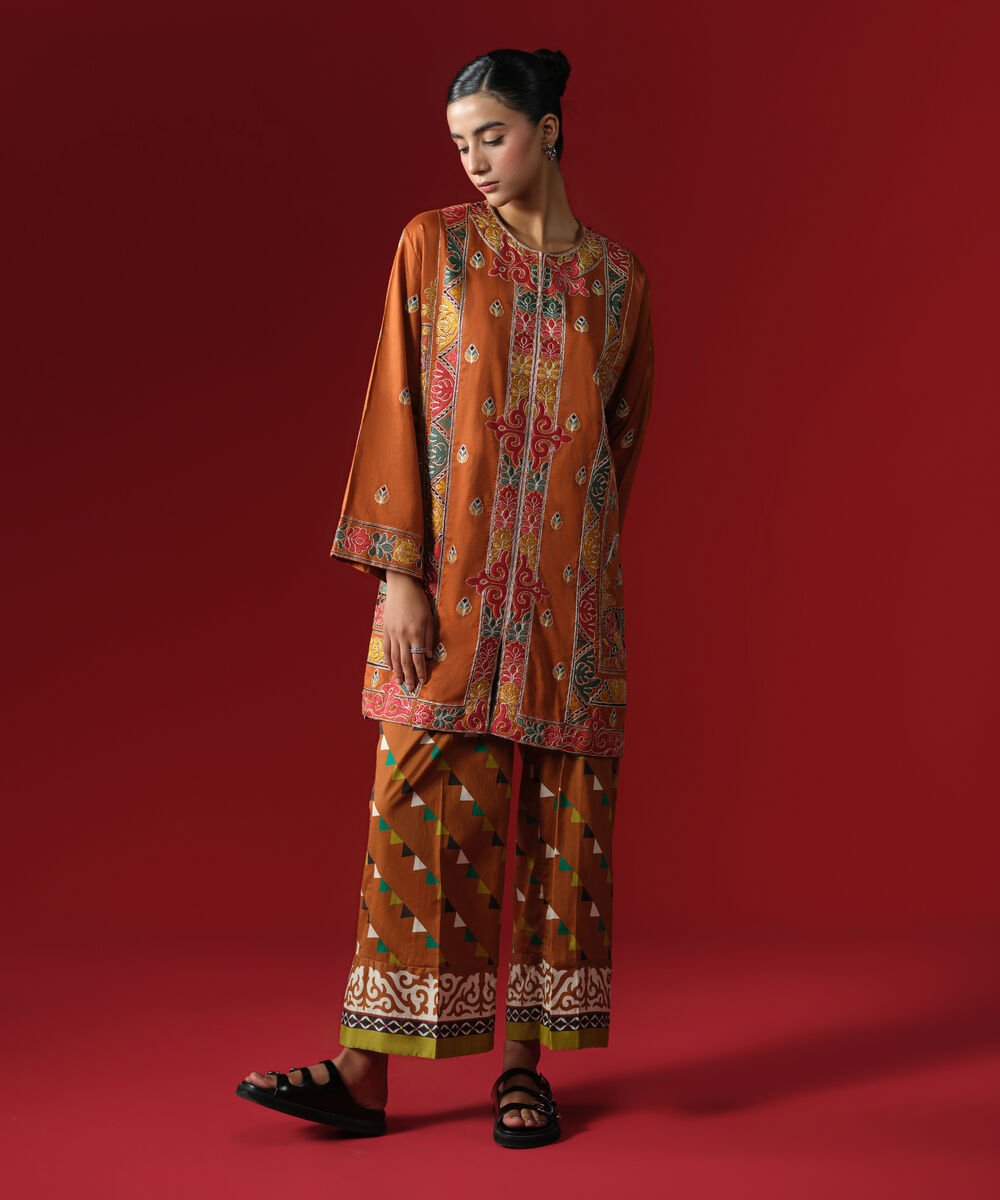 Embroidered Cotton Satin Shirt