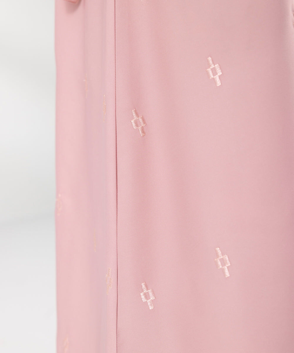 Woman - Pink Embroidered Button Through Abaya Set