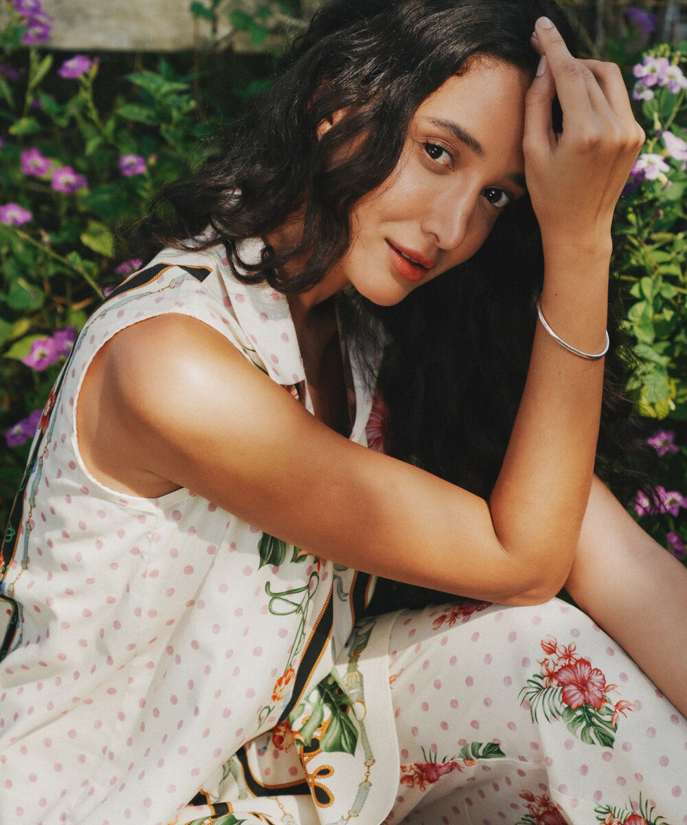 Women's RTW Cotton Viscose Printed Off White Straight Shirt