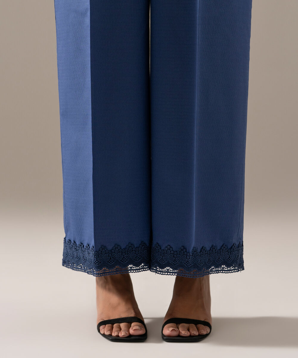 Women's RTW Dobby Solid Blue Culottes