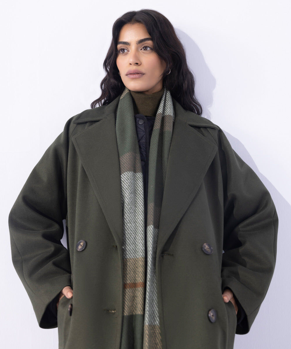 Woman - Green Soft Woven Scarf