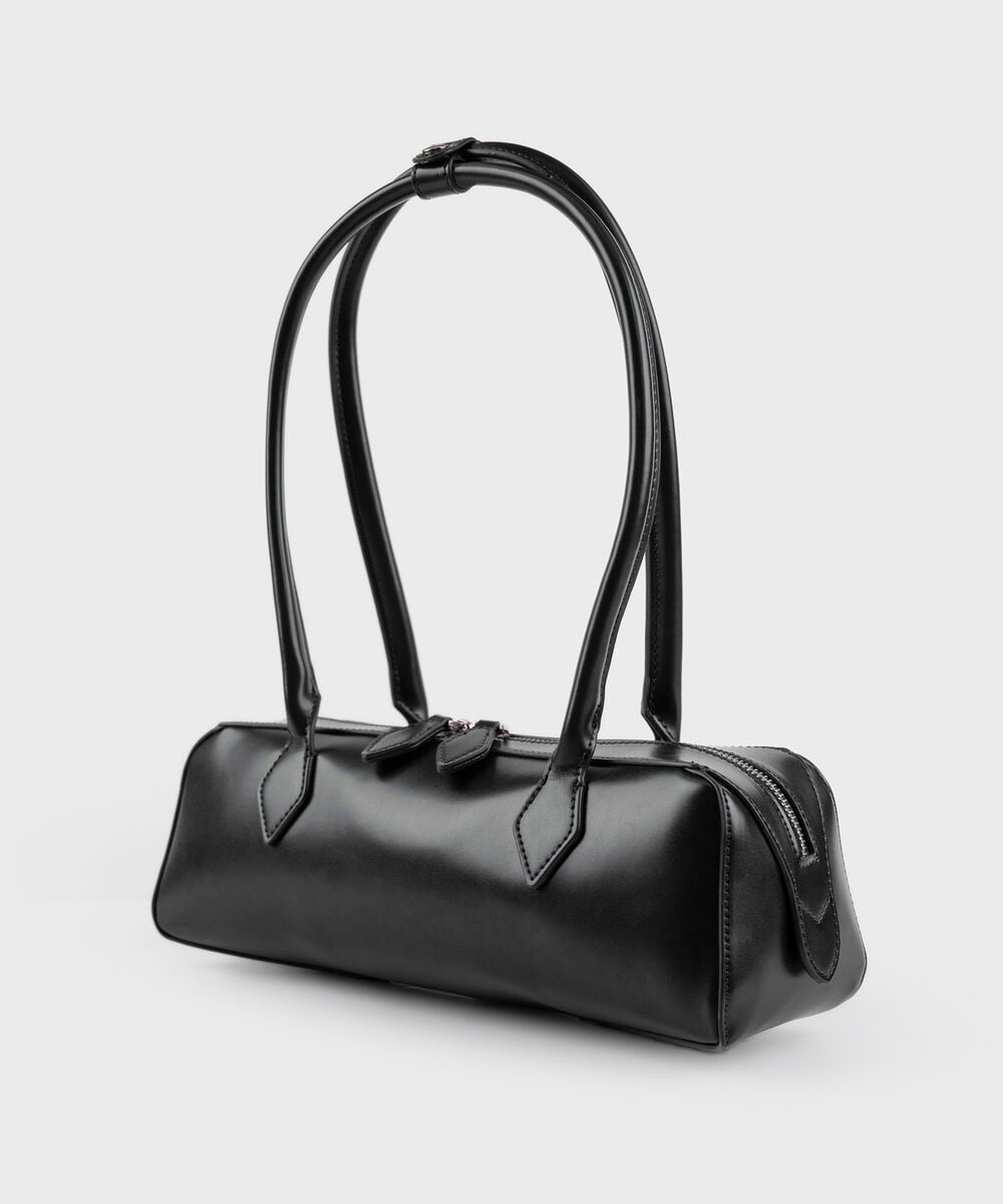 Women's Black Structured Shoulder Bag