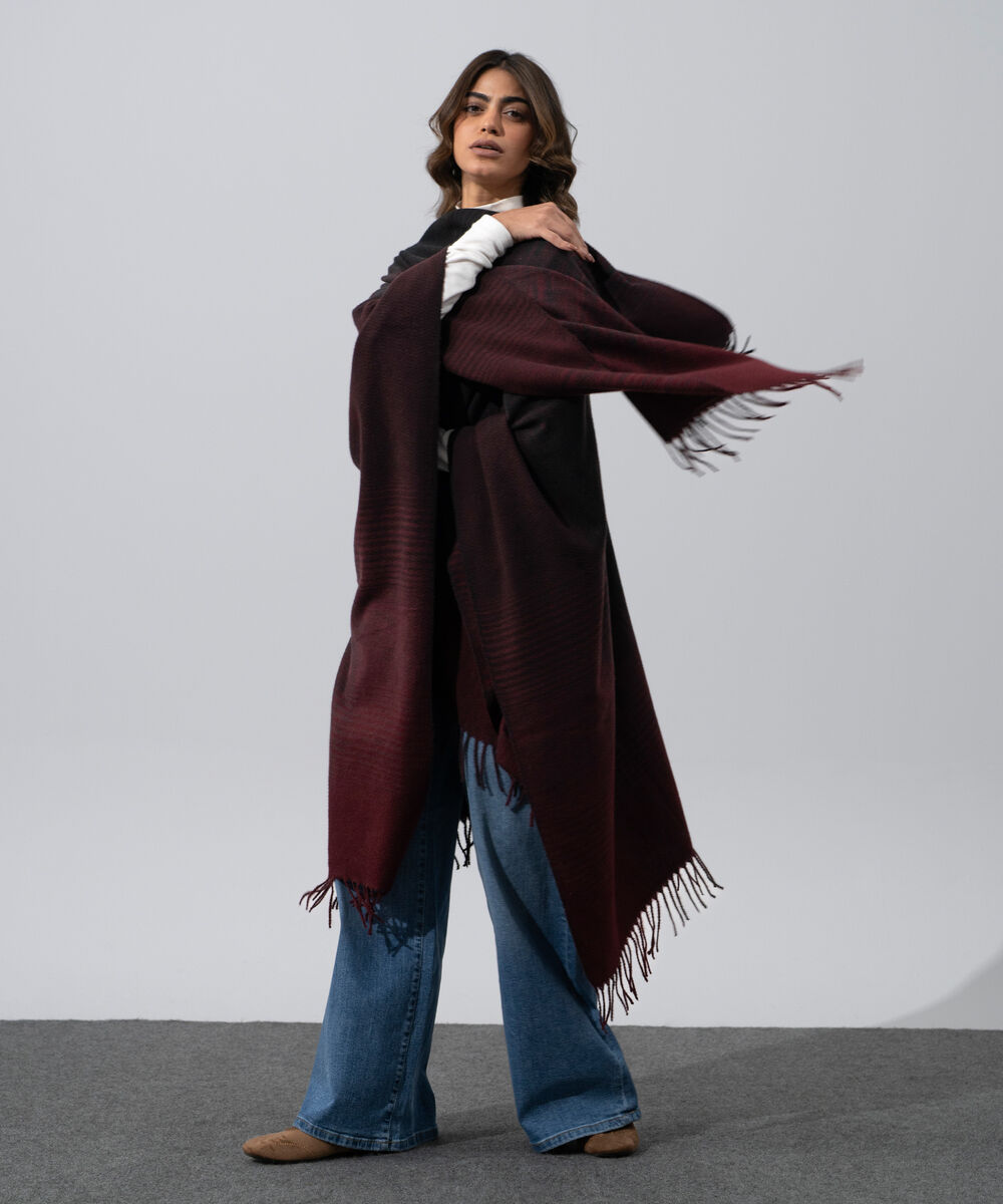Women's Western Wear Merlot Polyester Cape Shawl